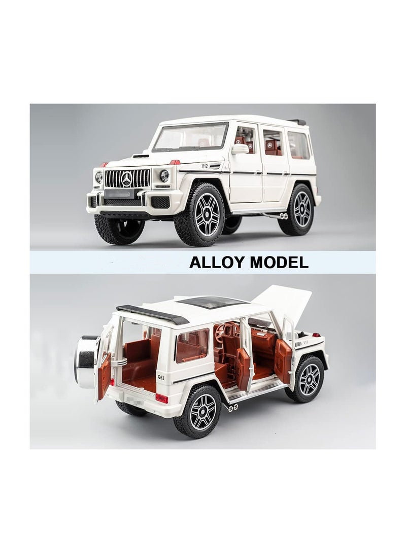 1:24 Casting Model Kit for Mercedes-Benz G65 AMG Big G Sound and Light Pull Back Car Alloy Model Toys Decorative Ornaments (White) - Image 2